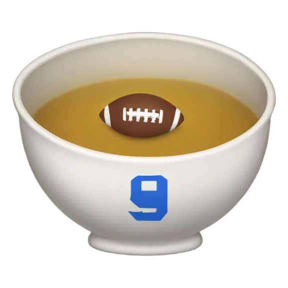 football playing sitting in soup bowl sticker