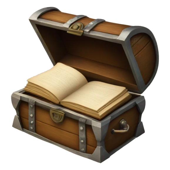 open vintage chest with old books inside  sticker