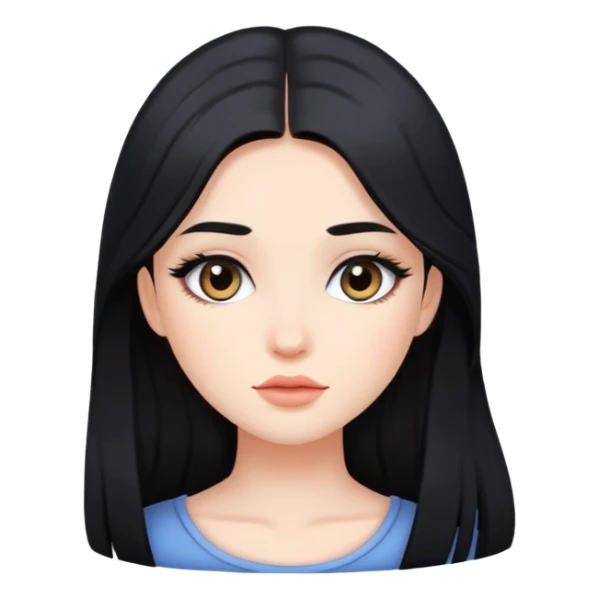 black long hair girl with soft makeup sticker