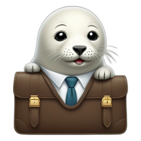 White young seal in tie and with briefcase and closed eyes sticker