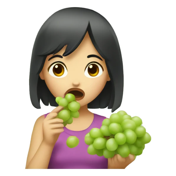 asian girl eating grapes sticker