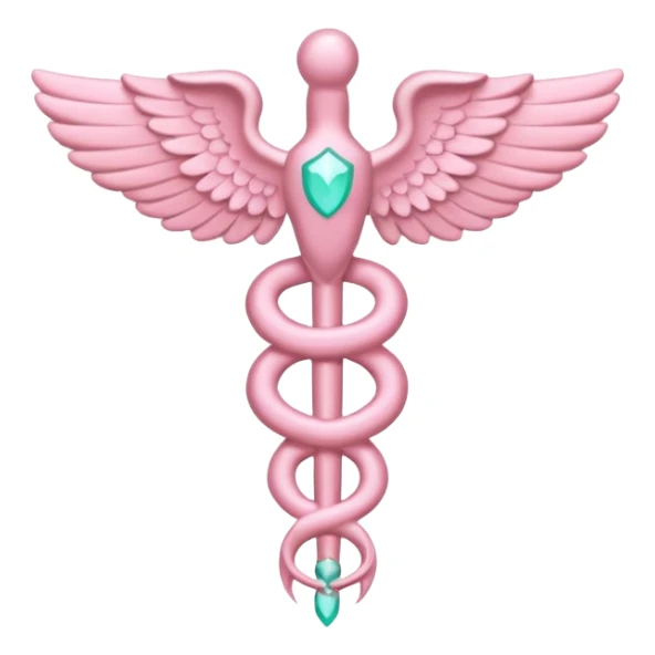 Caduceus symbol, soft pastel pink, iOS emoji style, variation 4 sticker