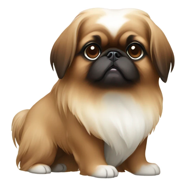 a brown and white pekingese  sticker