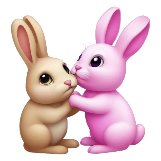 Pink bunny kissing purple bunny sticker
