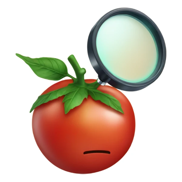 happy tomato with magnifying glass in hand sticker
