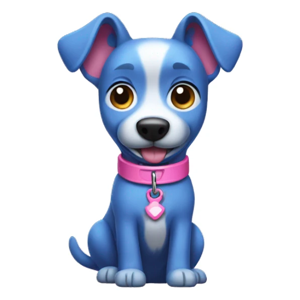 Blue dog wearing a pink collar and pink bone  sticker