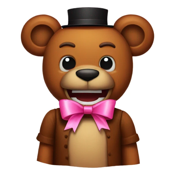 Freddy fazbear with a pink ribbon on sticker