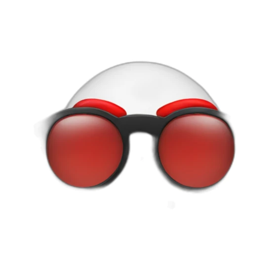 ball with a red cap with a black brim no mouth round glasses sticker