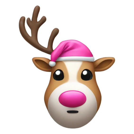 Reindeer wearing a pink Santa hat sticker