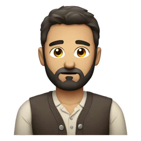disappointed man with a beard and short scruffy dark brown hair wearing a buttoned shirt sticker