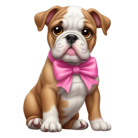 Bulldog puppy with pink bow  sticker