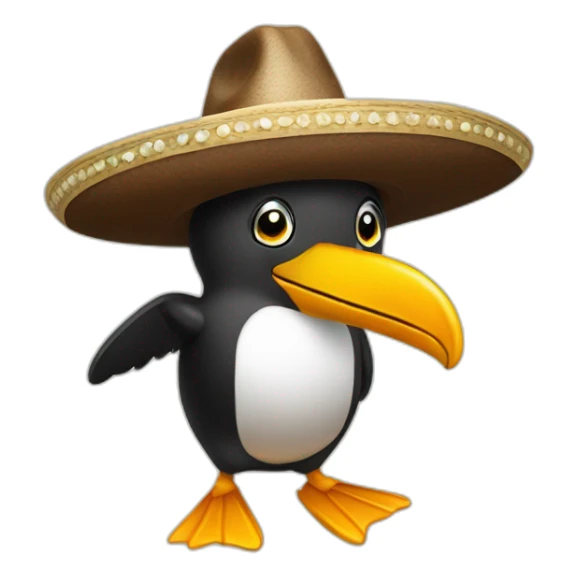 Pingouin with sombrero in a bar  sticker