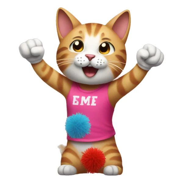 cat cheering up with pom poms on hands
 sticker