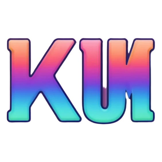 The name 'Kálmán' in a modern, colorful gradient font with a dark outline, dynamic, slanted or partial underline, in the style of reference patterns. sticker