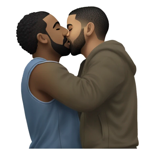 drake kissing kendrick lamar in the rain under a rainbow sticker