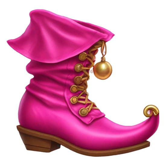 Realistic isolated hot pink elf boots with bells. sticker