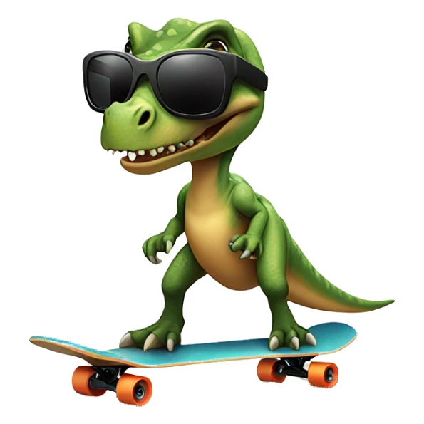 Dinosaur with sunglasses on a skateboard sticker