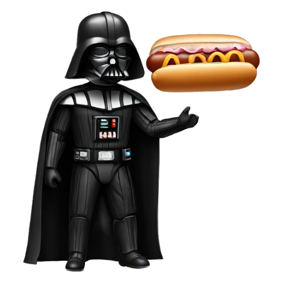 Dark vador with a hot dog sticker