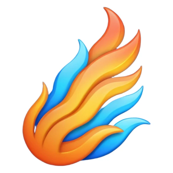 fire streak emoji, playful and modern with blue to orange gradient, vibrant

 sticker