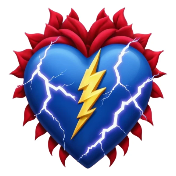 heart with a dark rose and lightning sticker