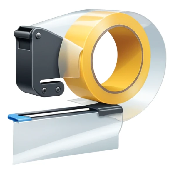 A roll of plastic clear tape with a cutter at the end  sticker