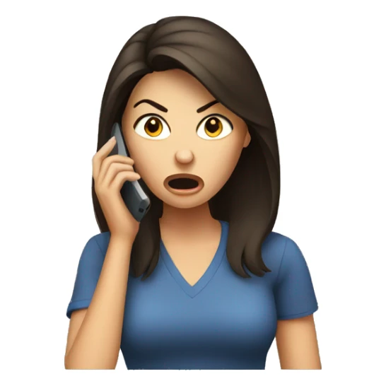 Brunette angry Woman talking on cell phone sticker