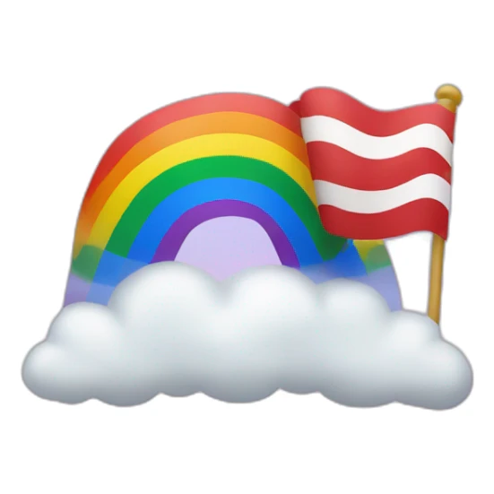 American Flag in front of a Rainbow sticker