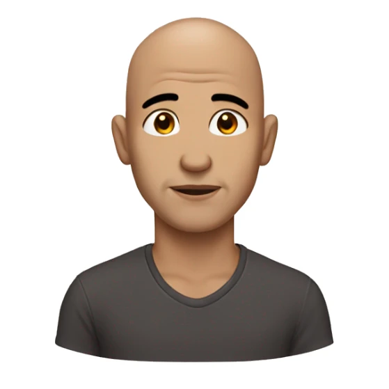 man without hair, brown eyebrows, brown eyes, no beard sticker