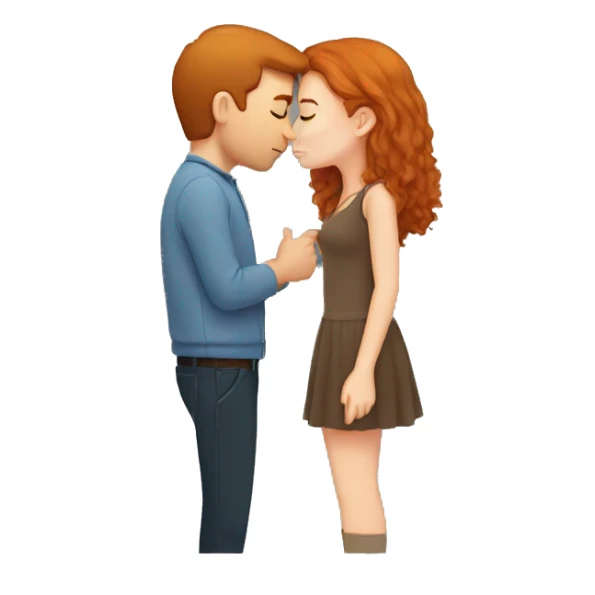 Brown hair girl kissing ginger guy sticker