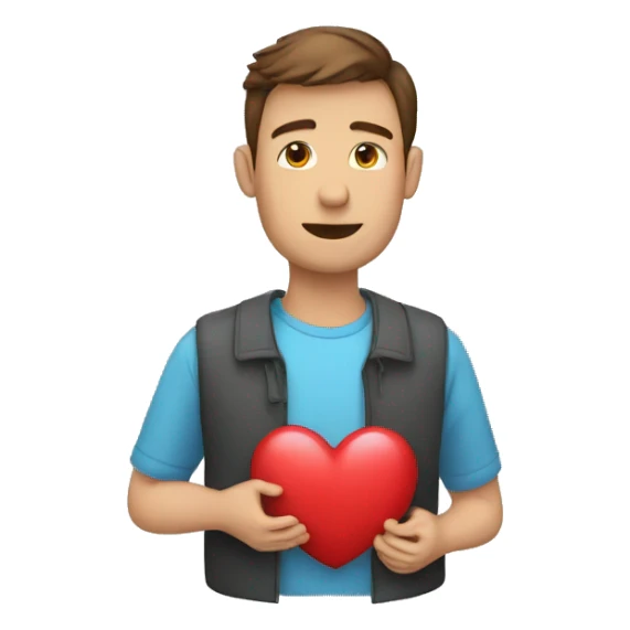 Homme avec coeur a la main sticker