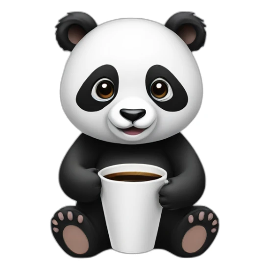 panda with a cup of coffee wearing a headset sticker