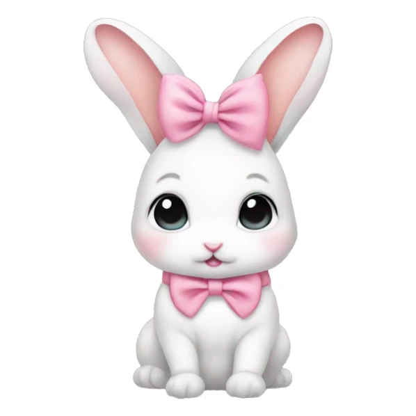 Baby bunny with coquette bow on ear sticker