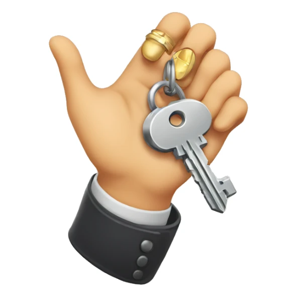 a hand with a key hovering on top of it sticker