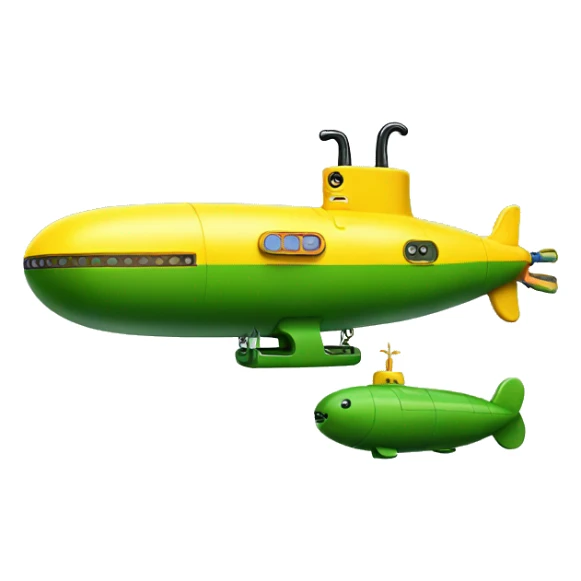 yellow submarine with green torpedo sticker