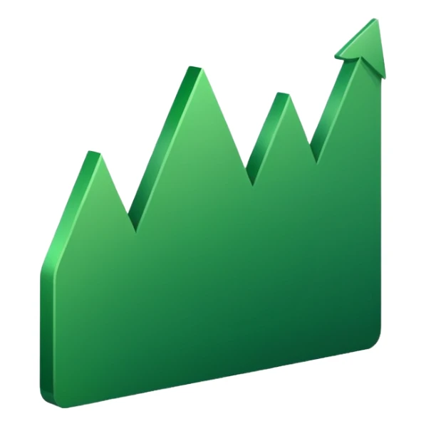 A green line graph with an upward trend, representing positive financial analytics. sticker