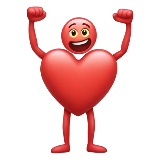 Heart with arms, legs, and face sticker