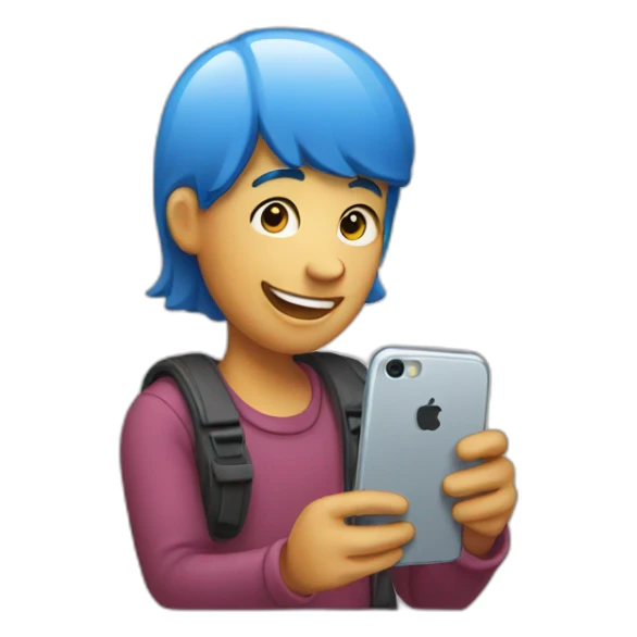 happy person looking at their phone sticker
