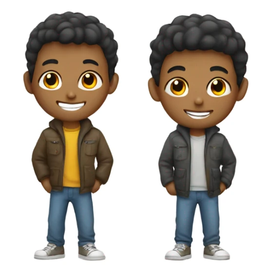 smiling boy best friends in casual attire  sticker