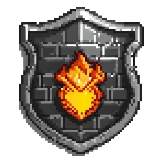 Shield badge with a menacing firewall symbol and glowing edges, cybersecurity theme sticker