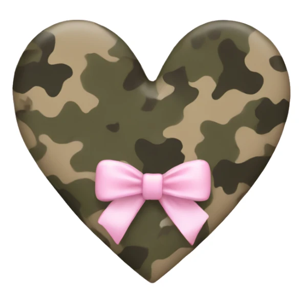 Camouflage heart with a light pink bow sticker