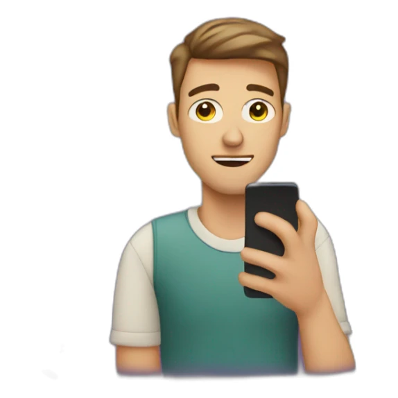 man with starry eyes watching his phone sticker