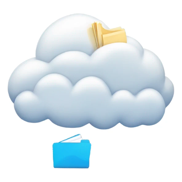 A cloud with folders and files flying in and out of it. sticker