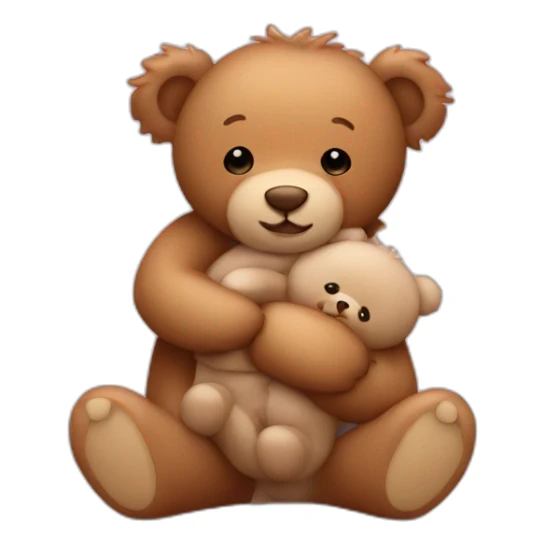 Teddy bear hugging a curly baby  sticker