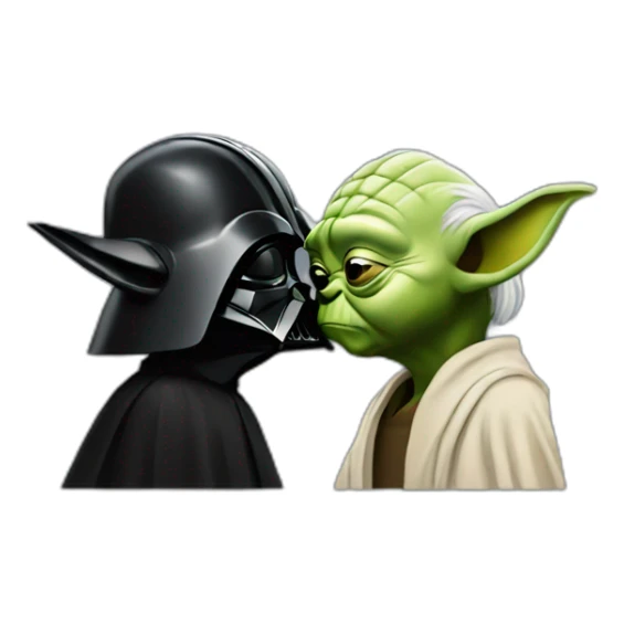 yoda kissing dark vador sticker