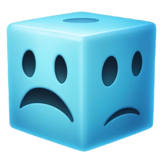 "Despair Cube"
Ein blau leuchtender Würfel mit leicht gebrochenen Kanten, der in der Mitte ein kleines trauriges Gesicht 😢 oder eine kleine Träne hat. 
 sticker