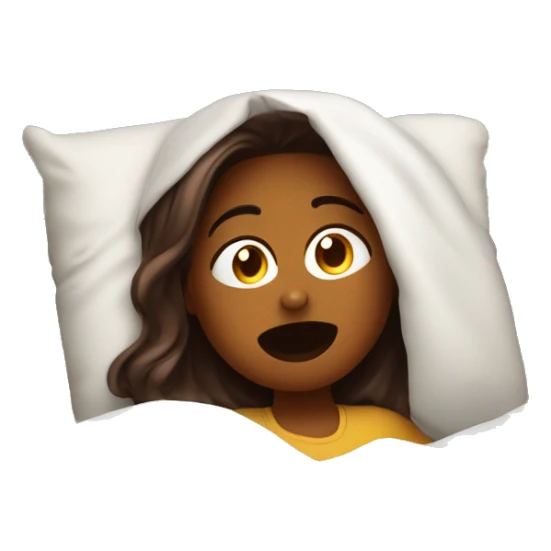 Chica de cabello color chocolate durmiendo en una cama muy cómoda  sticker