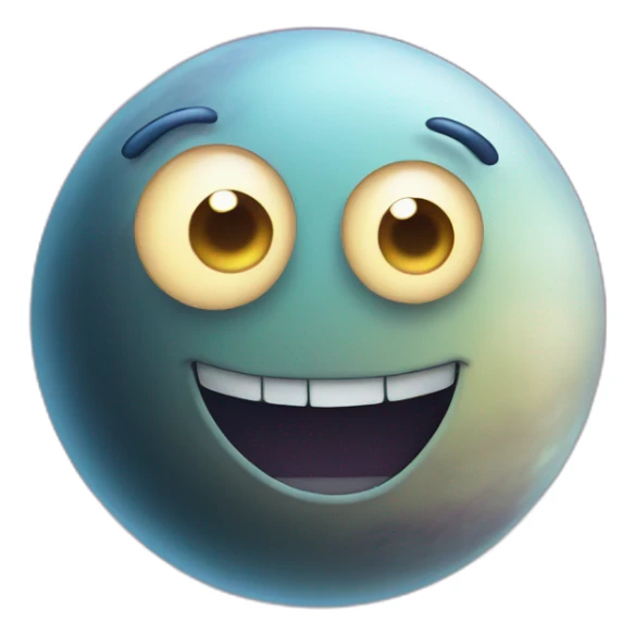 planet Moon with a cartoon freezing face with big beautiful eyes sticker