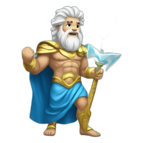 zeus, king of the gods holding a lighting bolt sticker