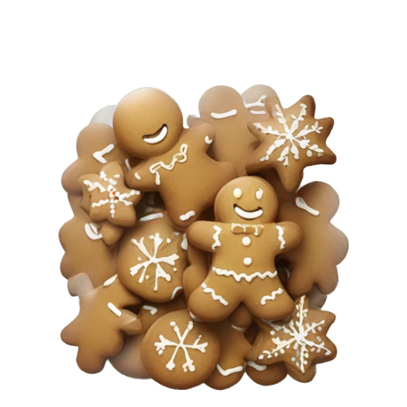 Realistic glass cookie jar with light white lid full of gingerbread cookies isolated.  sticker