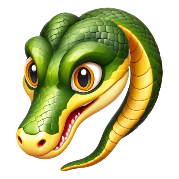 Top-down cartoon snake head for a Snake.io game, with big eyes and a smooth, colorful design. sticker